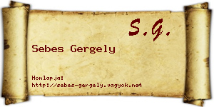 Sebes Gergely névjegykártya